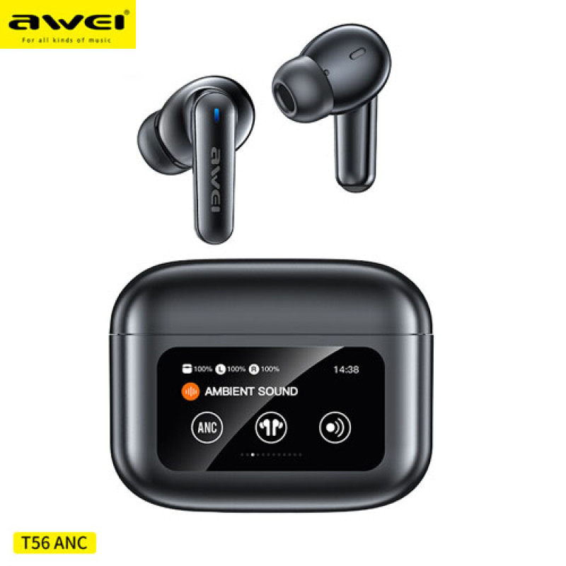 Awei T56 ANC Earbuds With LED Touch Display