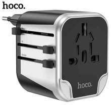 Hoco AC5 2USB+1Socket Universal Travel Adapter
