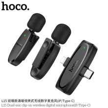 Hoco L15 Type C & Lightning Dual Mic Lavalier Wireless Microphone